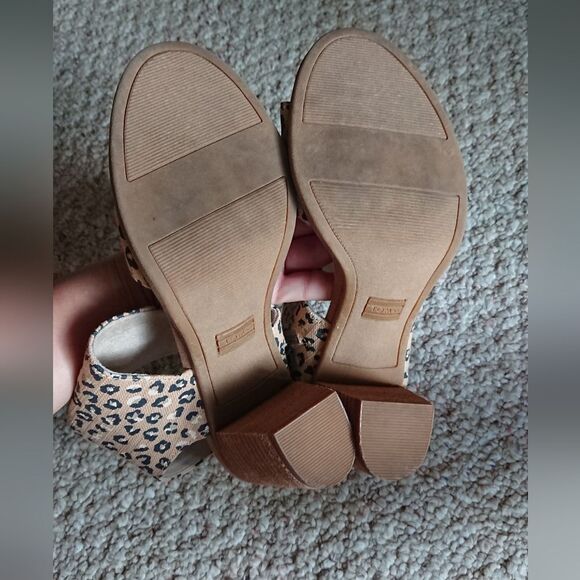 TOMS OrthoLite Majorca Cutout Sandals Natural Textured Cheetah size 7 - Picture 15 of 16